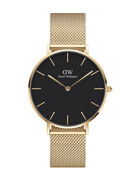 DANIEL WELLINGTON Petite Evergold 36 Quartz Watch Black Dial Slim Mesh Strap main image 5